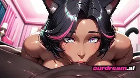 Insatiable ebony Neko Coco rides hard in her bedroom