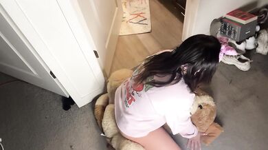 Chubby Latina Bouncing Tits Humps Teddy Bear Gushing Orgasm