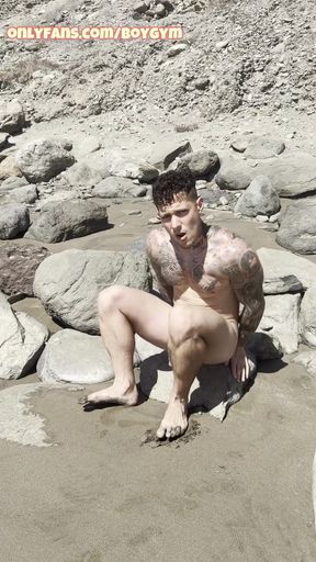Semihard Cock, in the Public Beach