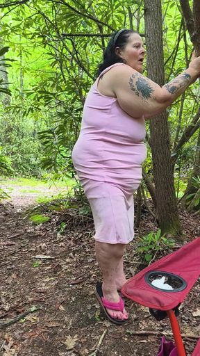 Creepy Stranger Watching Fat Slut in Woods Oops He Tripped