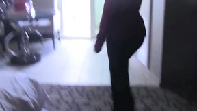 Ebony relaxes in bathtub