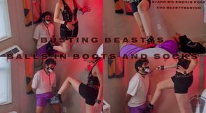 Busting Beastys Balls In Boots And Socks- Starring Smokin Rose and BeastyBusted