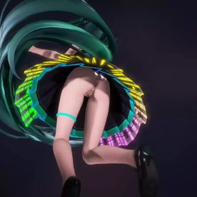 Cute Miku Dancing In Black Dress + Gradual Undressing (3D HENTAI)