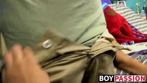 Twink Aaron Stang fucks for facial after sucking big cock
