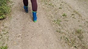 Walking in rubber boots