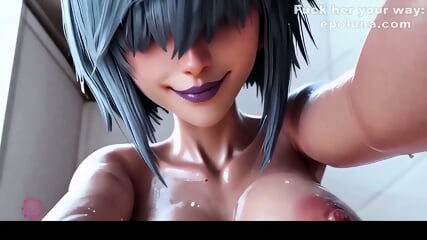 Blue Haired Shower Tease