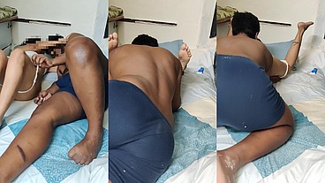 Bikini nikal kar jiju ne saali ki chut chat kar pani nikala
