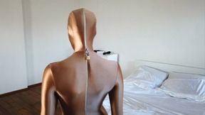 Golden Zentai Girl and Magic Wand