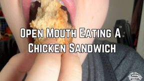 Phoenix Bates Eating A Chicken Sandwich Open Mouth Chewing 4k HD - Mukbang - Messy Eating - Mouth Sounds