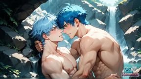 Blue-haired Muscle Orgy in a Snowy Cave! Gay XXX Porn!