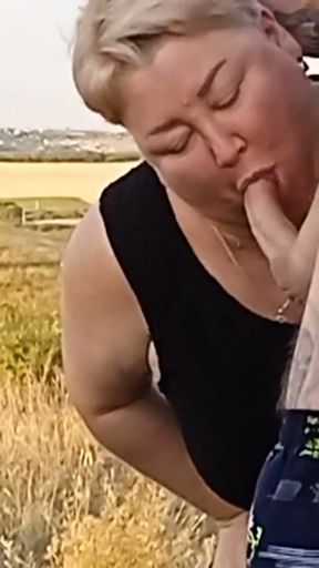 fat woman holds my dick while I pee after jerking off sucks cock close up   Clip 1