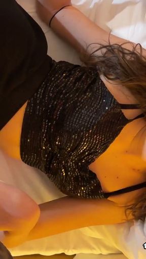 Hot Brunette Skinny Babe teases a Cock in POV mode with her Spit and Lubricant to take Precum   Clip 1
