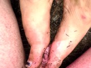 filthy footjob on a camping trip