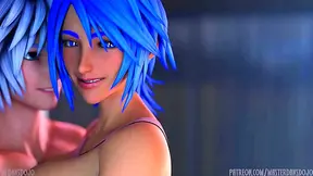 Aqua from Kingdom Hearts Gives Riku a Teasing 3D Thighjob Orgasm