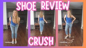 Sole Seduction: Lina's Blue & White Striped Canvas Shoe Tease