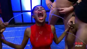 Three hot babes gang up on guy for intense anal party