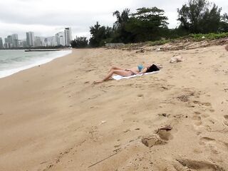 Playgirl Can I Cum On Your Breasts? - Public Penis Flashing On The Beach