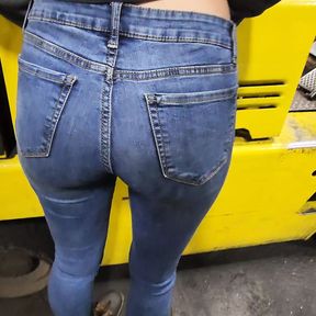 co worker fucked and spanked on forklift dripping creampie