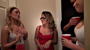 Blonde with a hot body gets a hot kitchen facial on Valentine's Day