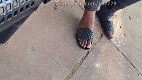 Hot Fudge Tasty Feet Left Foot Wrapped at the Bus Stop