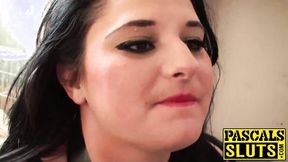 ”Sexy brunette beautiful babe Nicola Kiss gets some good beaver drilling”