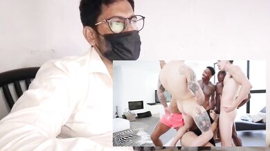 hijab soaked as 5 giant cocks wreck rough gangbang reaction