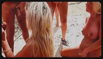 Outdoor Blowjob Fun at Nude Beach with Hot Models