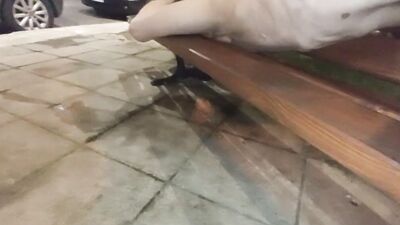 Piss shower, spanking and cum naked in public