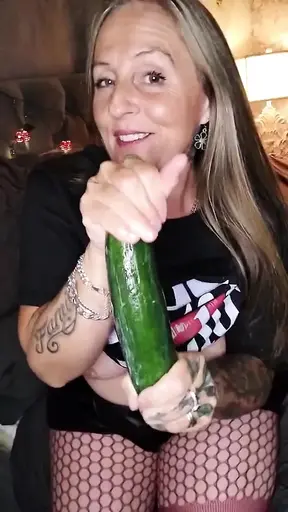 Naughtiest British GF gets stuffed with cucumber by Daddy