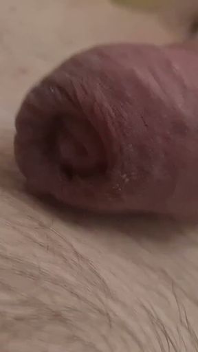 Close up of limp banded cock masturbation until cum or orgasm contractions, tight banding with hose clamp   Clip 1