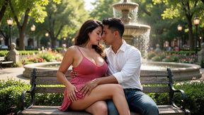 beautiful busty latina masturbates in the park and leaves her friend wanting to fuck her - ai-generated content