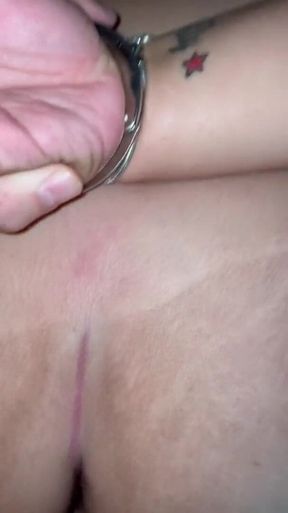 British BBW amateur slutwife handcuffed talking dirty & creampied