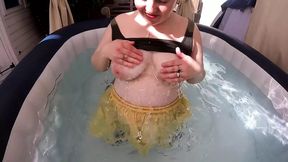 Pantyhose and Miniskirt in the Hot tub