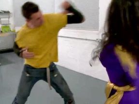 Superheroine comet girl is defeated