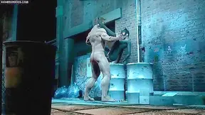 Catwoman and Wolverine meet up in a dark alley to fuck