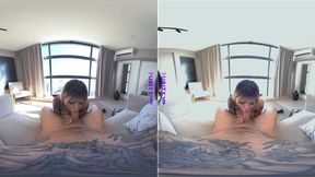 Blonde babe Gabriella Gushi gives a deepthroat blowjob in VR