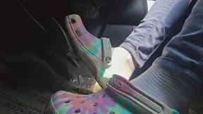 Crocs side view in car