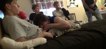Latest pledge feast on large dicks in his mouth and lit