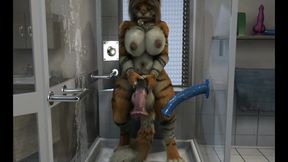 Futa tiger playing dildo in restroom HD by h0rs3