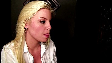 Britney Amber Sucks Gloryhole Cock for Facial