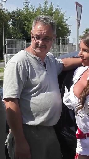 Captivating moment from &quot;German Big Tits Mature Sexy Susi Picks Up Strangers For Car Orgy Sex&quot;