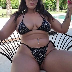 Busty MILF in Bathing Suit Rubs Pussy While Telling You To Cum For Her JOI