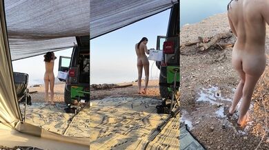 ישראלית מתקלחת בטבע בעירום מלא! israeli teen shower in the nature