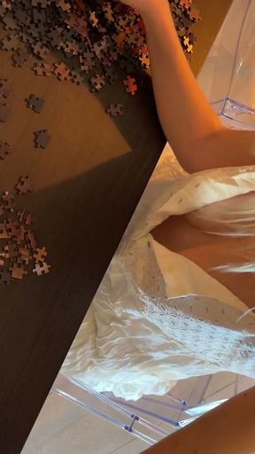 All Natural Wonderfully Beautiful Big Boobs Blonde Wife in Sexy White Summer Dress teases to seduce   Clip 1