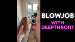 Blowjob with deepthroat with a soft dick start