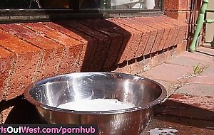 Girls Out West - Aussie brunette fingers her squelching hairy hole