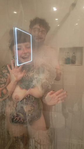 Shower Sex Against the Big Steamy Glass Panel