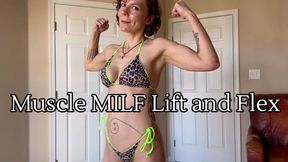 Fit Stepmom Flexes in Cheetah Bikini: Muscle Tease