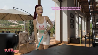 Futa3dX - Purple Haired Futa Babe Sucks HER OWN BIG COCK