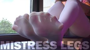 Morning Coffee And Foot Teasing In White Pantyhose (MP4 HD)